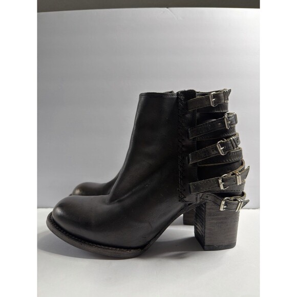 Freebird by Steven Hermosa Leather Buckle Ankle Booties Women's 11 Rare - Picture 2 of 8